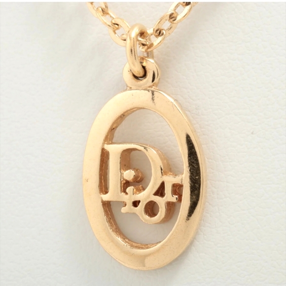 CHRISTIAN DIOR ✨️ Necklace Oval GP Plated Gold - Picture 2 of 11